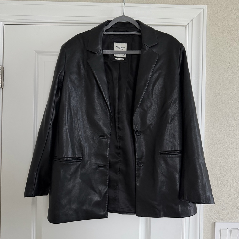 Abercrombie & Fitch Black Vegan Leather Outerwear
